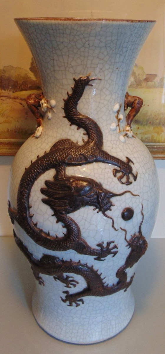 Image 1 of Große Vase aus Craquelé-Ware aus Nanking, 19.