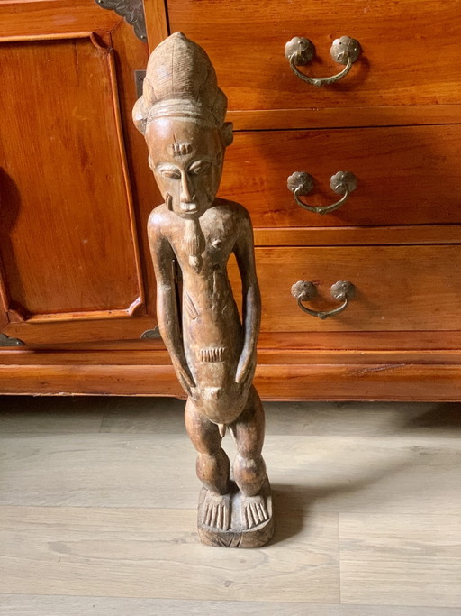 Large Baoulé Ancestor Statue, 63cm, Antique Wooden Sculpture – beeldhouwkunst