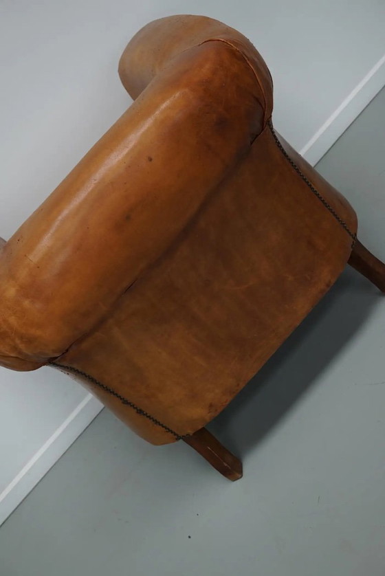 Image 1 of Vintage Nederlandse cognackleurige leren clubfauteuil