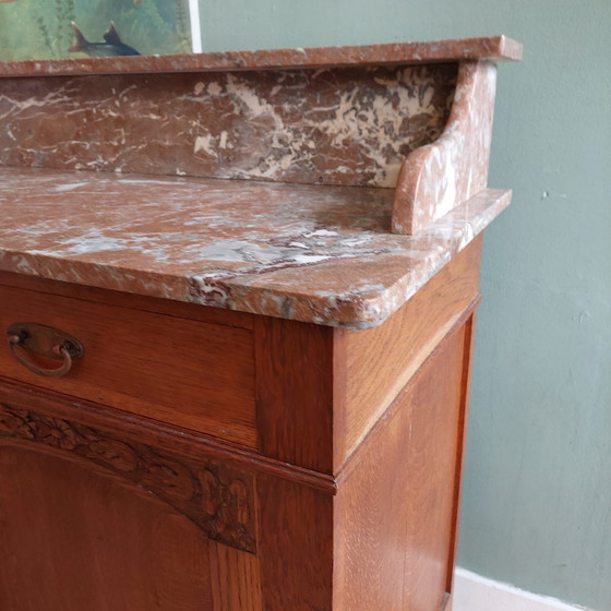 Image 1 of Antique French sideboard with marble top