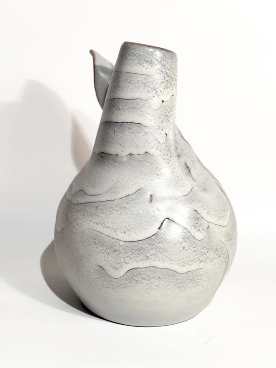 1960s Abstract Grey Glazed Stoneware Vase (photo 3 of 9)