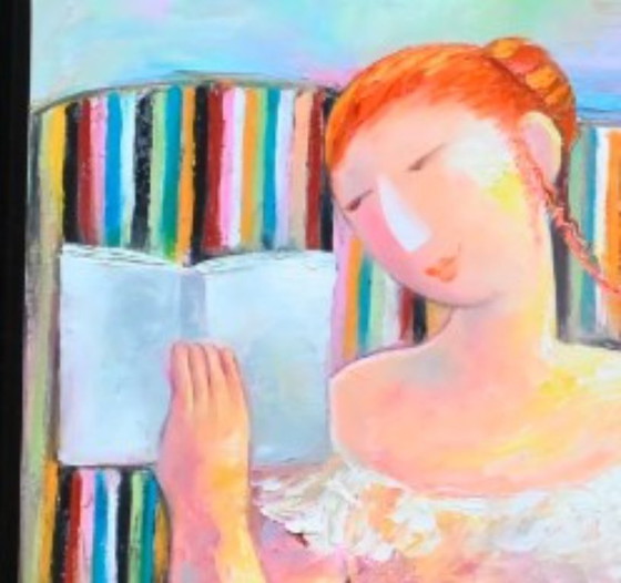 Yutao Ge, Woman Reading – Paintings & Drawings, Canvas, Wood, Modern (photo 5 of 5)