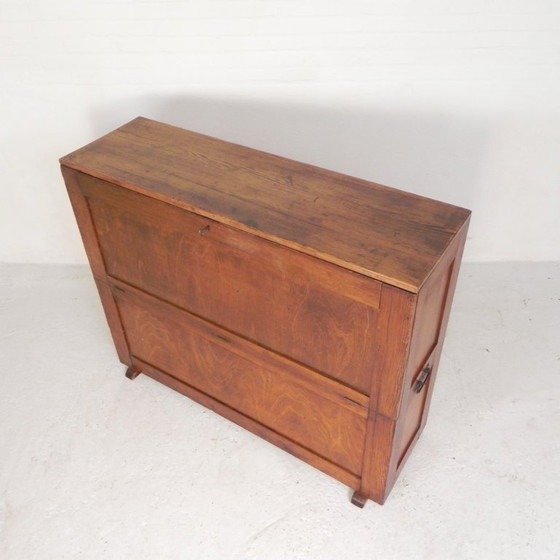 Pine school chart cabinet, architect's cabinet, map cabinet, 1930s, Storage cabinet, Wood, Brown (photo 2 of 25)