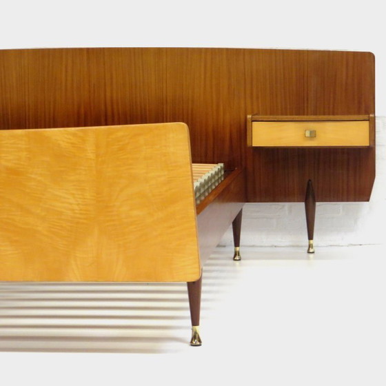 Image 1 of Vintage bed with nightstands in teak and maple, 1960s