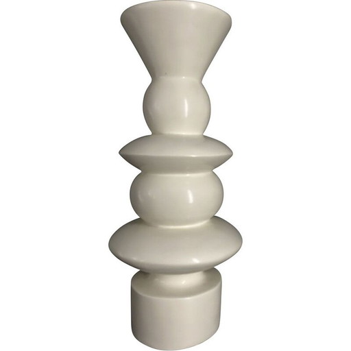 Bougeoir vintage en bois laqué blanc, 1980