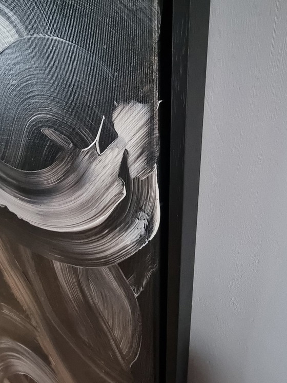 Image 1 of Frances Eckhardt - 100x120 cm, œuvre d'art sombre peinte à la main, peinture moderne abstraite contemporaine