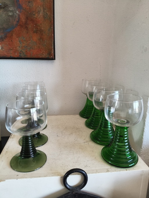 Prachtige 8-delige Set Vintage Luminarc Roemer Wijnglazen (4x 15cm, 4x 14cm) – glazen karaffen, Glass