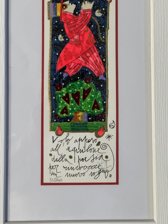 Francesco Musante, Siebdruck, 10 x 50 cm, Drachensteigen im Rahmen – Lithographien & Drucke, Paper, Wood (photo 4 of 5)