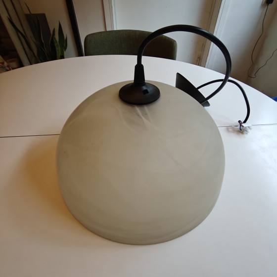 Image 1 of Vintage hanglamp van zwaar, wervelend glas – opnieuw bedraad – 30 cm