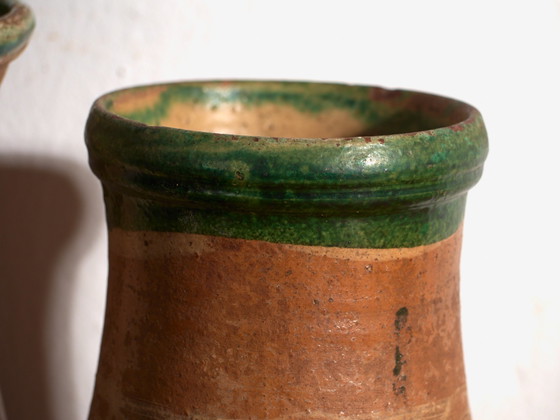 Lot de 3 Vases en Céramique Anciens, Europe Centrale, circa 1900, Vert (photo 2 sur 6)