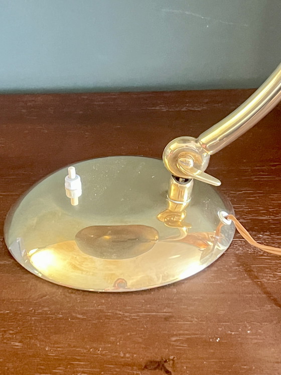 Image 1 of E. Hillebrand Bauhaus desk lamp model 7164, ca. 1930s. High-gloss polished brass.