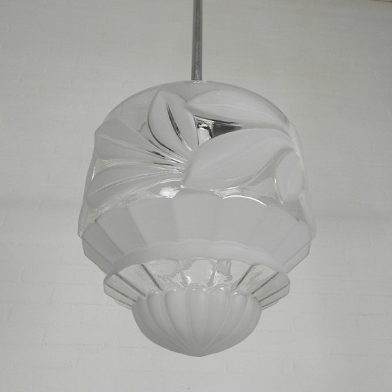 Image 1 of Lampada a sospensione Art Déco con paralume in vetro smerigliato, anni '30