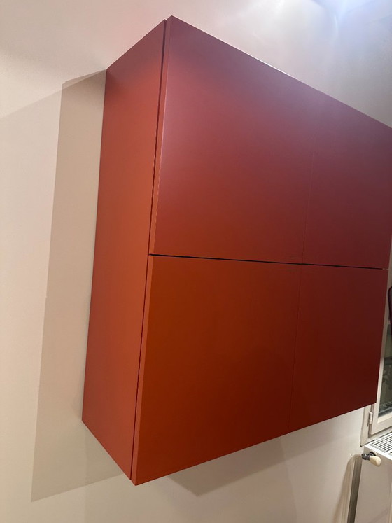 Mobile a parete Molteni&C laccato rosso corallo, Design italiano, Armadi a muro, Legno, Modern (foto 5 di 6)