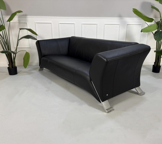Image 1 of Divano di design in pelle nera Rolf Benz 322