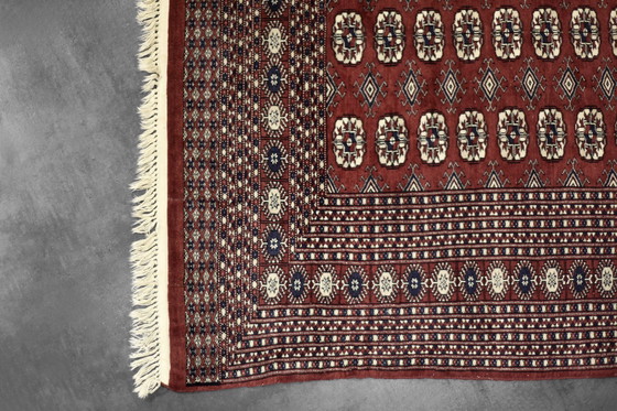 Image 1 of Roter handgewebter Orientteppich aus Bokhara, 1960er Jahre