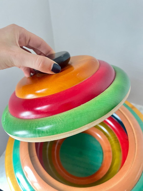 Image 1 of Centrotavola vintage in legno multicolore di Pietro Manzoni – Italia, design anni '70