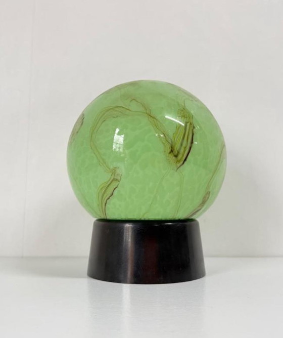 Image 1 of Globe lumineux vintage vert marbré pour plafond, style Art déco, Thabur