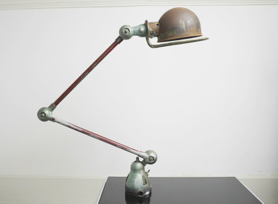 Image 1 of Vintage 1950s Jieldé Lamp Standard Industrial Wall Light, Two-Arm Early Model Riveted Label, French Factory Workshop Patina, 195