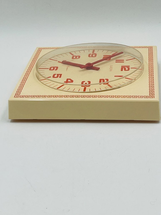 Image 1 of Vintage Europa wall clock, red and cream, 1970s