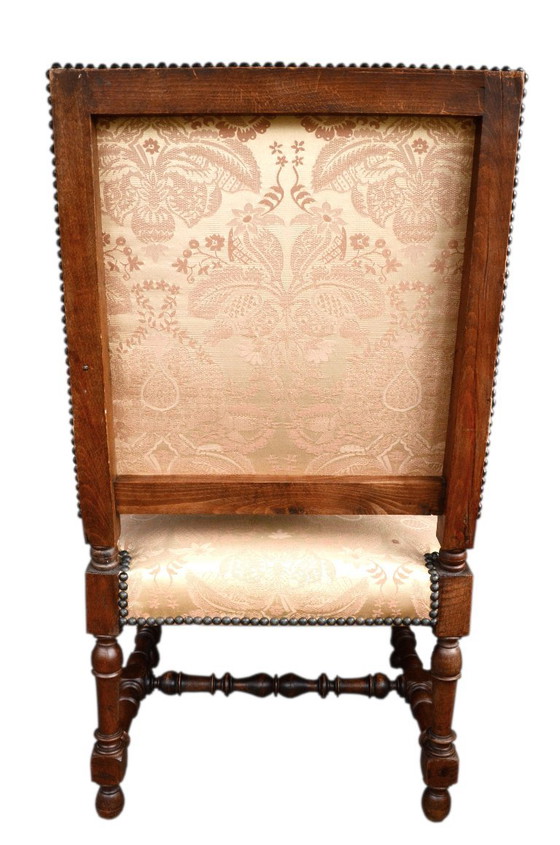 Sessel im Stil Louis XIII, handgefertigt, antik, 65 x 60 x 109 cm – Textile, Wood (photo 4 of 14)