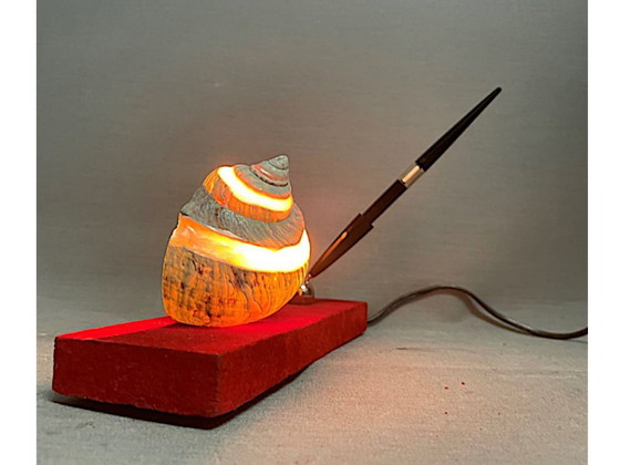 Image 1 of Juego de escritorio con luz de concha náutica y bolígrafo, años 40