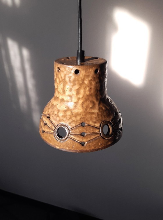 Image 1 of Hannie Mein Vintage Ceramic Pendant Lamp, Earthenware MCM Lamp, Ceramic Retro Lamp