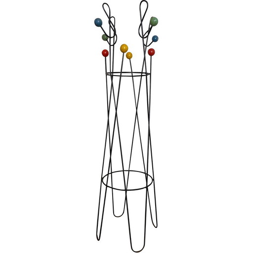 Vintage-Garderobe "Violinschlüssel" aus lackiertem Metall von Roger Feraud, 1950