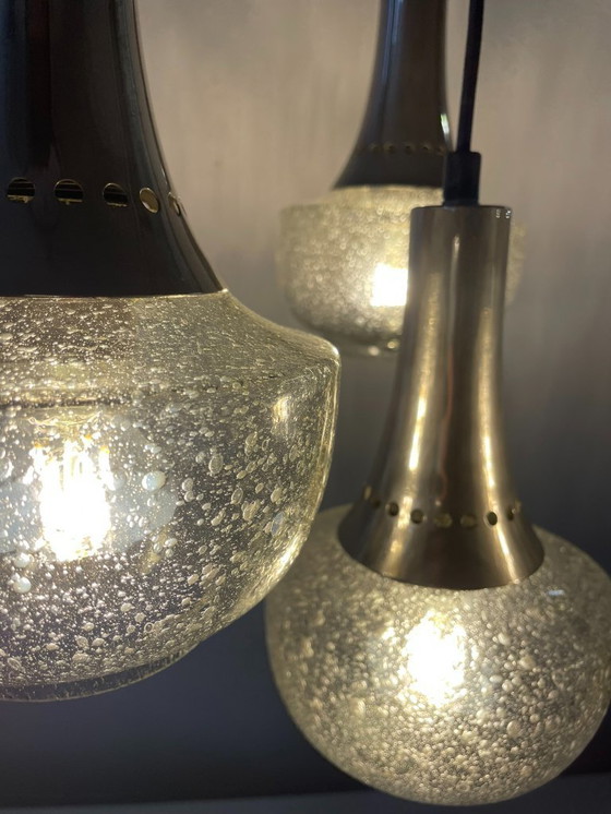Image 1 of Suspension vintage unique RAAK Amsterdam – verre à bulles d'air, années 1960
