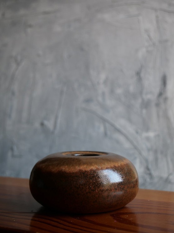 Image 1 of Brown vintage ceramic vase from Töpferhof Gramann Mid-Century