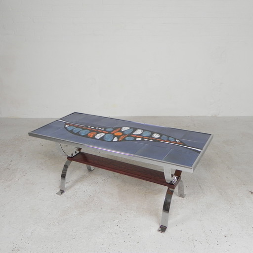 Tile Table With 21 Tiles, Signed ''Ledu''