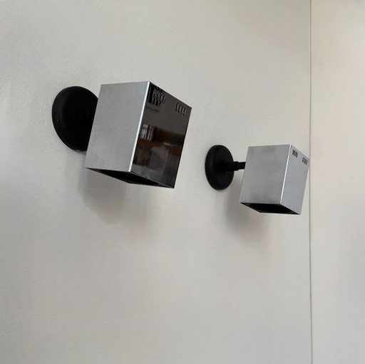 Coppia di applique vintage regolabili, metallo cromato, Francia, 1970