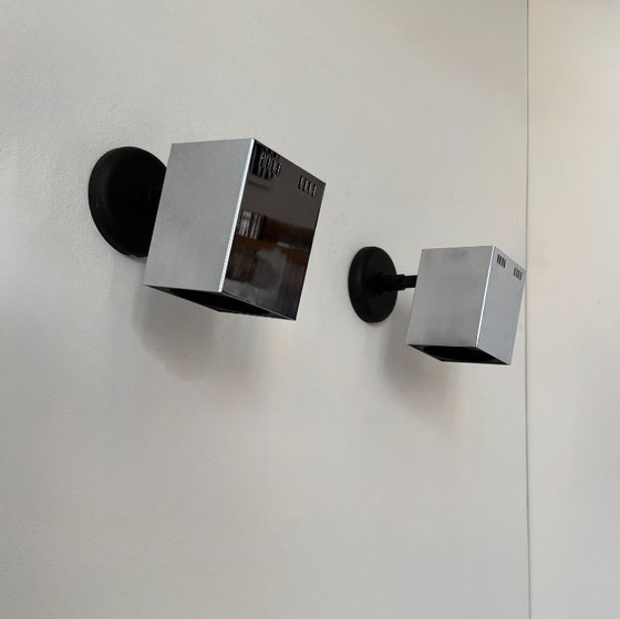 Image 1 of Coppia di applique vintage regolabili, metallo cromato, Francia, 1970