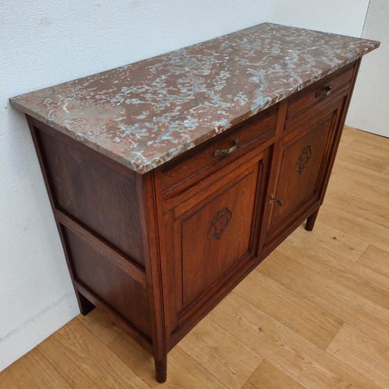 Antiek Vintage Dressoir Ladekast Commode Met Marmer Blad – Marble (photo 8 of 12)