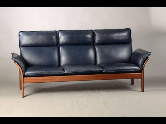 Image 1 of Drie-punts Scala 3-zits leren bank, in Mid Century-stijl