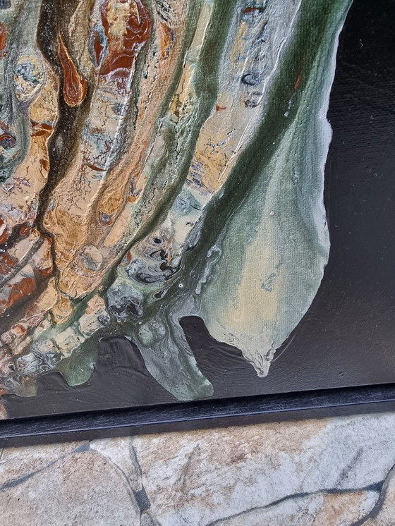 Image 1 of Frances Eckhardt - mysterieus abstract figuratief schilderij handgemaakt kunstwerkt 75x115 cm