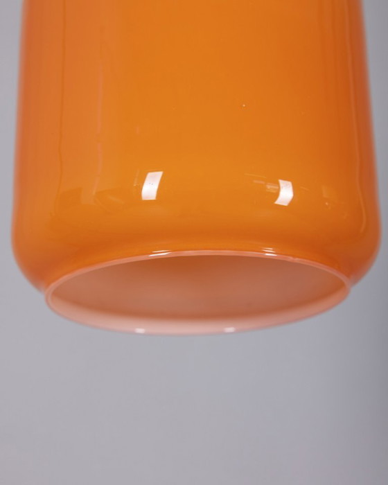 Image 1 of Lampadario vintage anni '70 in metallo e vetro arancione, design italiano