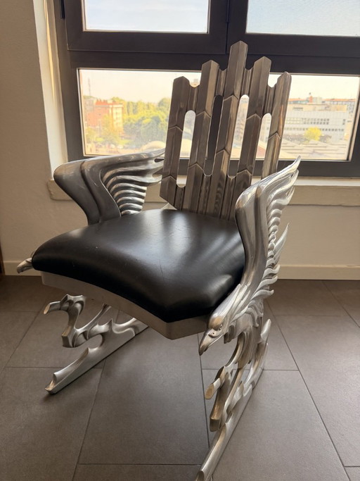 « Fauteuil Aigle » Ray Lewis n° 39/950 – Collection Fauna, États-Unis, vers 1990 – Aluminium