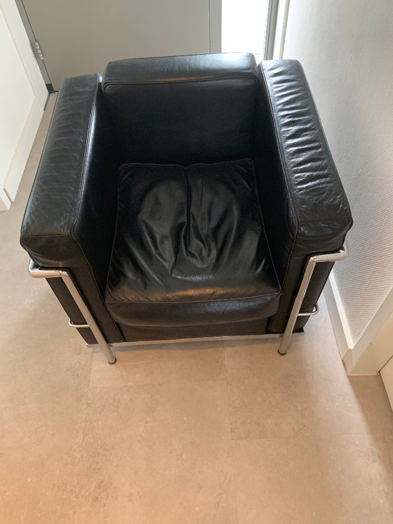Image 1 of Schwarzer Ledersessel LC2-Replika (2 Stück)
