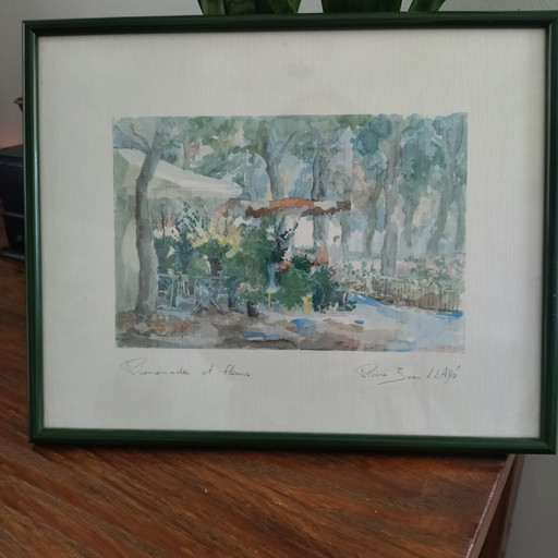 Lithography: Promenade and Flowers