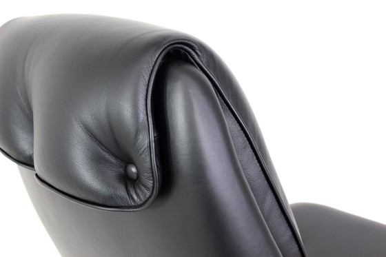 Image 1 of as new! Gustav Thams Vintage Egg Lounge Chair / Mid - Century Armchair with tilt function, Leather and polished Aluminum 1a rest