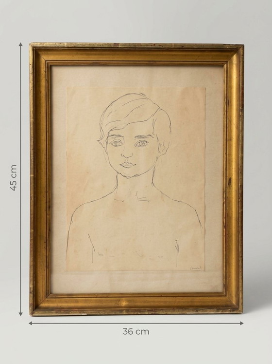 Marcel Dumont – Ritratto di bambino – Inchiostro su carta - 45 cm – Dipinti e disegni, Glass (photo 8 of 8)