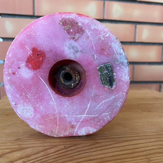 Pink Turned Alabaster Hand Carved Italian Table Lamp – Marble (photo 5 of 7)