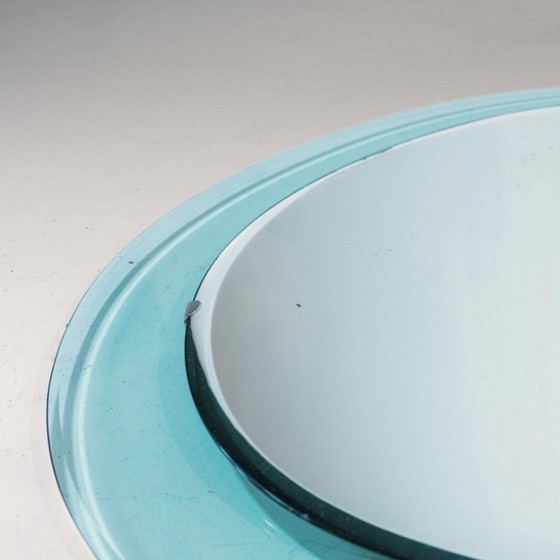 Image 1 of 1 miroir ovale vintage en verre biseauté, signé A. Lupi pour Cristal Luxor, Italie, 1970