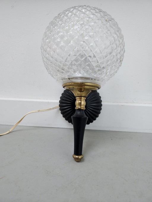 Vintage Wall Lamp with Crystal Glass