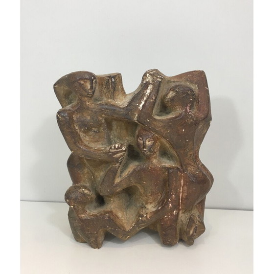 Image 1 of Vintage plaster sculpture of a group of 3 characters, 1950