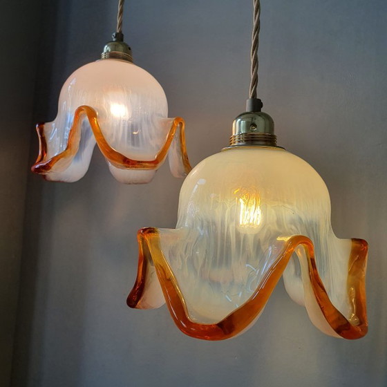 Set of 2 Vintage Murano Pendant lamps - Italy - Mid Century – Metal, Murano Glass (photo 20 of 21)