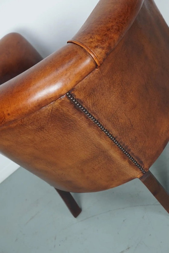 Image 1 of Poltrona da club vintage olandese in pelle color cognac