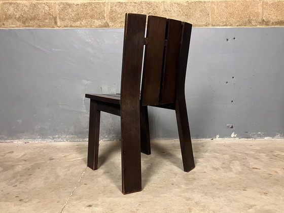 Image 1 of Modernist Braun 4 Stühle Brutalist Siebziger Jahre