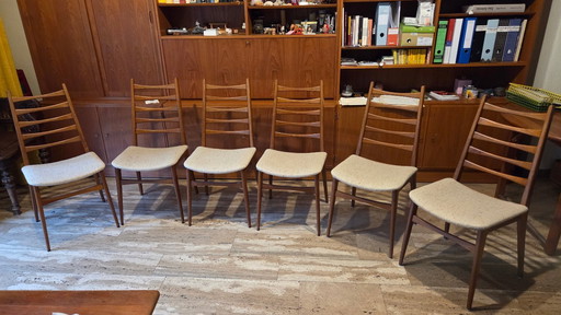 6 Esszimmer-Stühle Benze Sitzmöbel, Teak, Vintage, neu bezogen