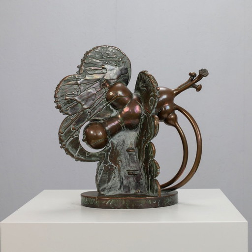 Abstrakte organische Bronzeskulptur von César Bailleux, Belgien, 1980er Jahre